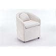 Homycasa Chenille Fabric Dining Armchair Back Cushion Universal Wheels Beige
