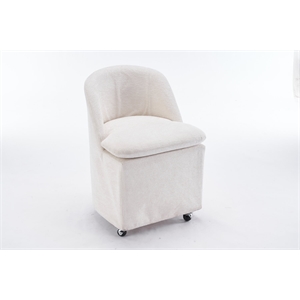 Homycasa Chenille Fabric Dining Chairs With Universal Wheels Beige Chenille