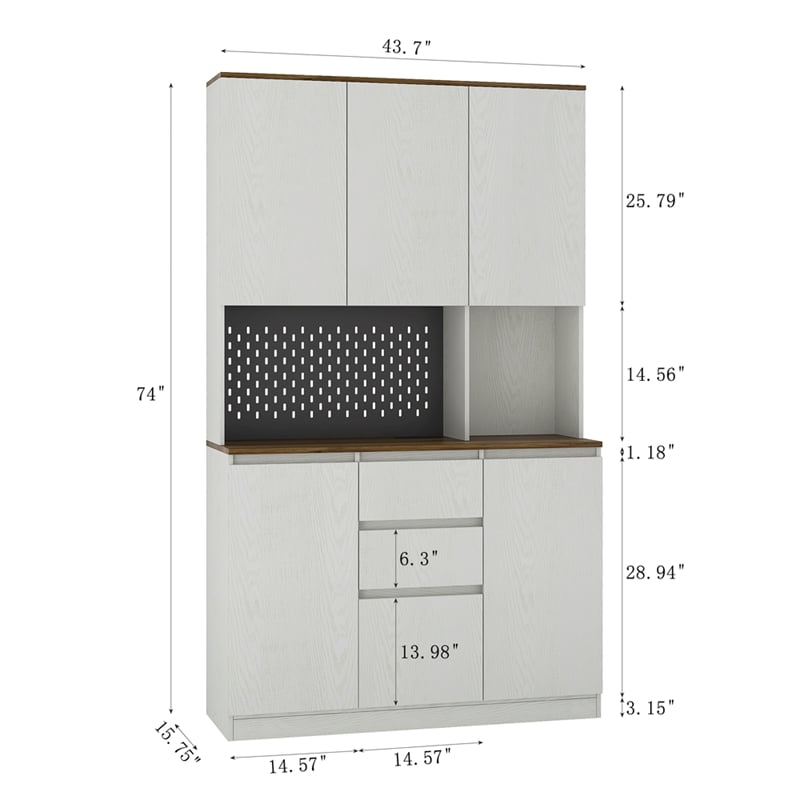 Homycasa Modern Kitchen Pantry Cabinet with LED Lighting