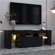 Homycasa Black TV Stand with LED RGB Lights Flat Screen TV Cabinet  Black