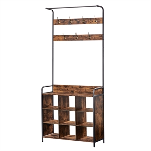 Homycasa Rustic Entryway Coat Rack with Shoe Storage and Bench-Brown