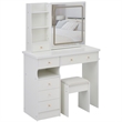 Homycasa Modern Vanity Desk with Mirror and Storage Shelves-White