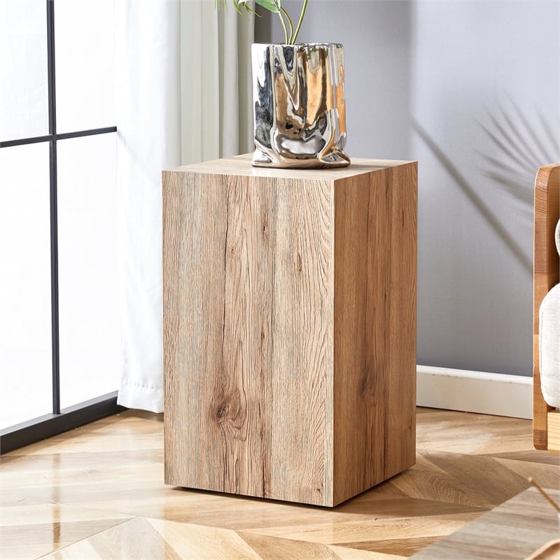 Homycasa Rustic Solid Wood Coffee Table with Cube Design-Natural