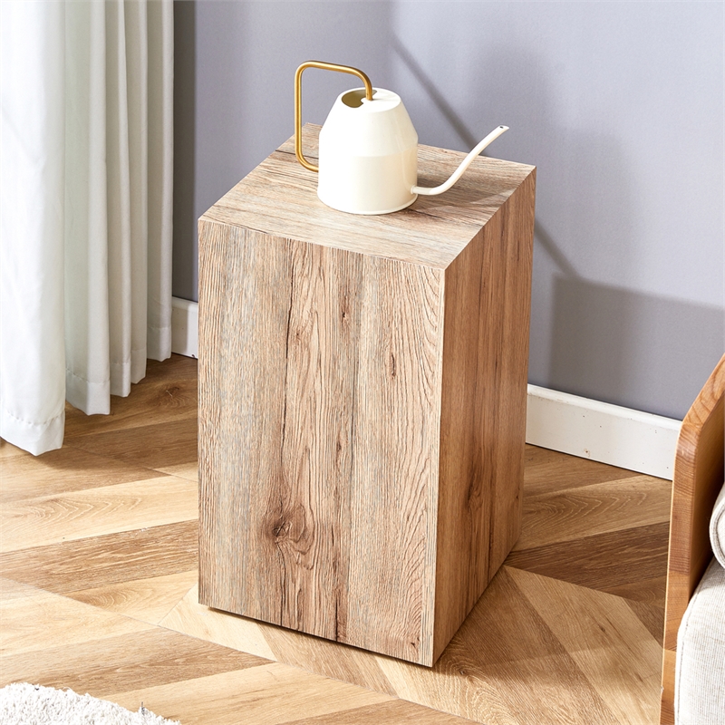 Homycasa Rustic Solid Wood Coffee Table with Cube Design-Natural