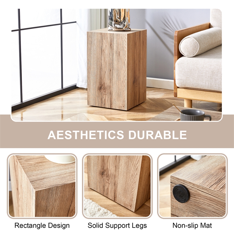 Homycasa Rustic Solid Wood Coffee Table with Cube Design-Natural