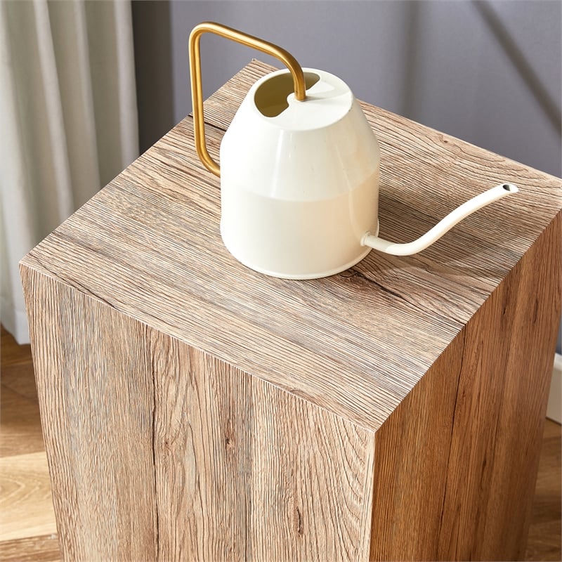 Homycasa Rustic Solid Wood Coffee Table with Cube Design-Natural