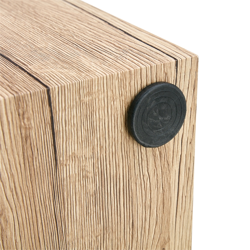Homycasa Rustic Solid Wood Coffee Table with Cube Design-Natural