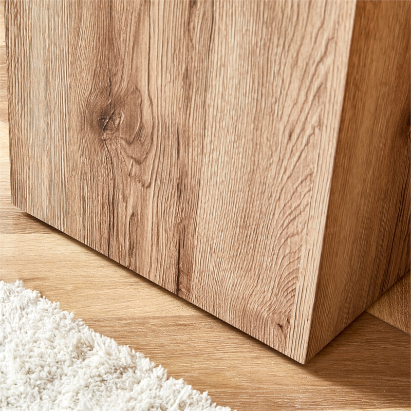 Homycasa Rustic Solid Wood Coffee Table with Cube Design-Natural