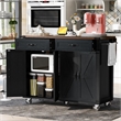 Homycasa Rolling Kitchen Island with Storage and Drop-Leaf Countertop Black