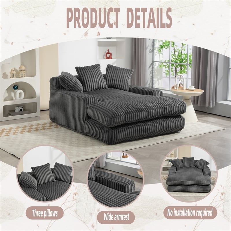 Homycasa Convertible lazy Sofa Bed with Adjustable Backrest Dark Gray