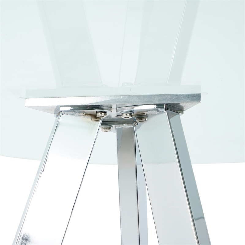Homycasa Modern Glass Top Side Table with Metal Legs-Chrome