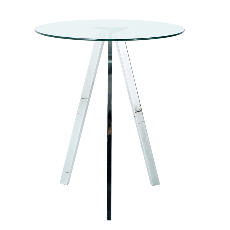 Homycasa Modern Glass Top Side Table with Metal Legs-Chrome