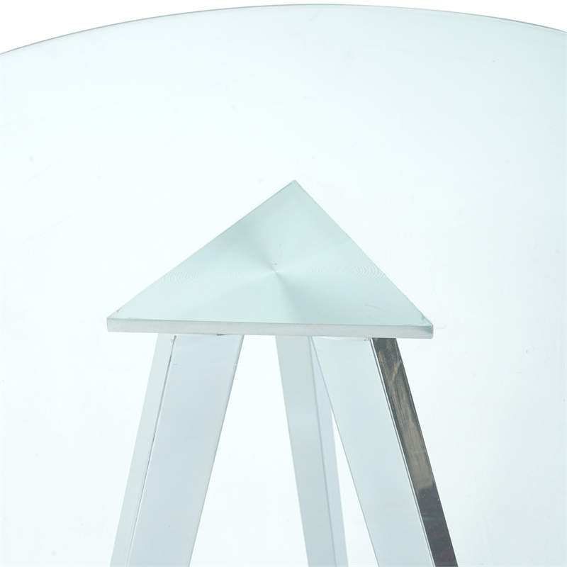 Homycasa Modern Glass Top Side Table with Metal Legs-Chrome