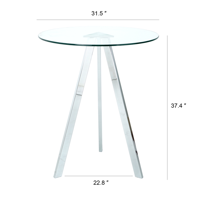 Homycasa Modern Glass Top Side Table with Metal Legs-Chrome