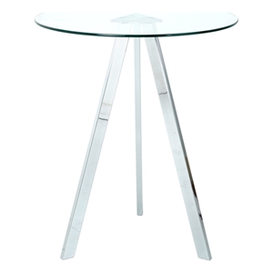 Homycasa Modern Glass Top Side Table with Metal Legs-Chrome