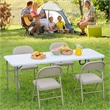 Homycasa Folding Patio White Table with Carry Handle and Spacious Surface
