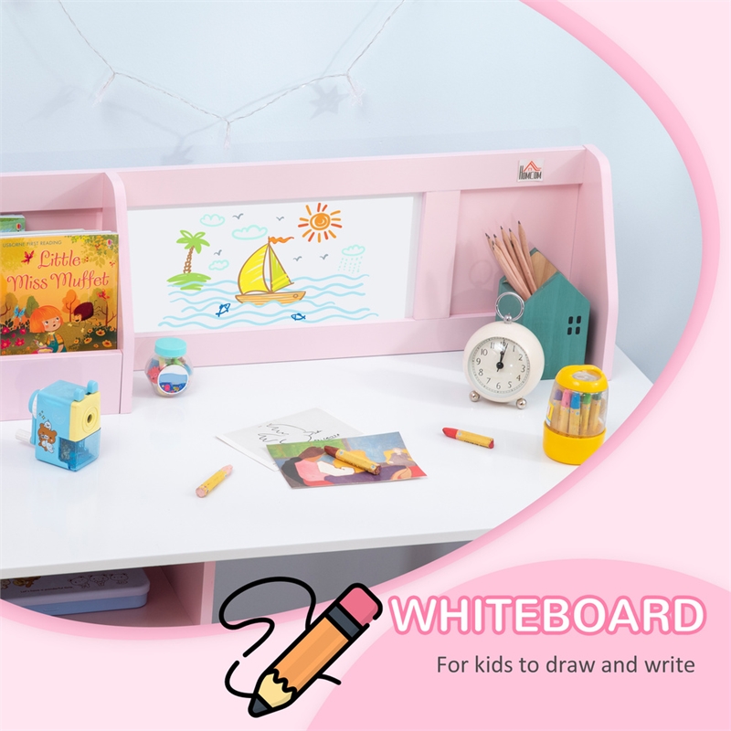 Homycasa Toddler Desk and Chair Set Kids Writing Desk Study-Pink