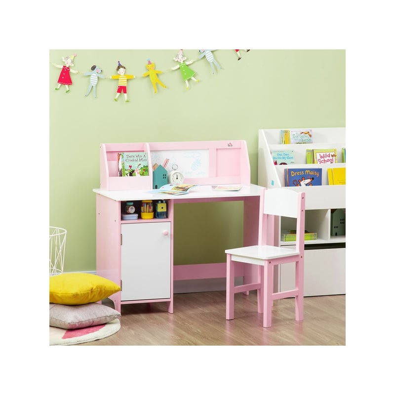 Homycasa Toddler Desk and Chair Set Kids Writing Desk Study-Pink