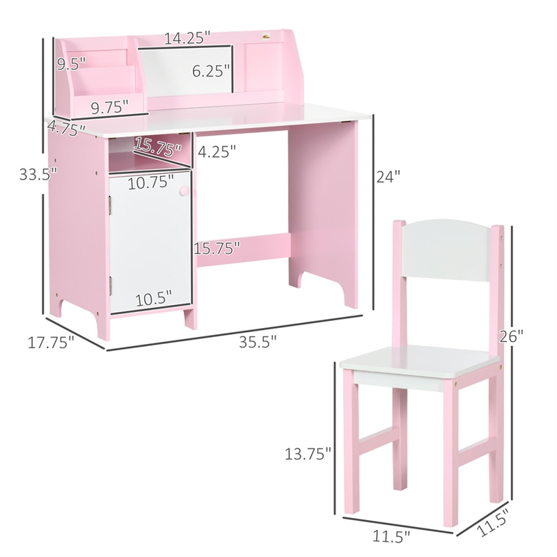 Homycasa Toddler Desk and Chair Set Kids Writing Desk Study-Pink