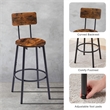 Homycasa Rustic Industrial Bar Stools with Adjustable Height-Rustic Brown