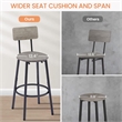 Homycasa Adjustable Rustic Bar Stools with Wooden Backrest-Gray