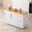 Homycasa Kitchen Island Cart with 2 Door Cabinet and Three Drawers-White