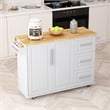 Homycasa Kitchen Island Cart with 2 Door Cabinet and Three Drawers-White