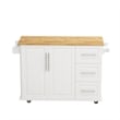 Homycasa Kitchen Island Cart with 2 Door Cabinet and Three Drawers-White