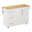 Homycasa Kitchen Island Cart with 2 Door Cabinet and Three Drawers-White