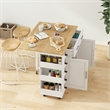Homycasa Rolling Kitchen Island with Wine Rack&Drop-Leaf Countertop-White