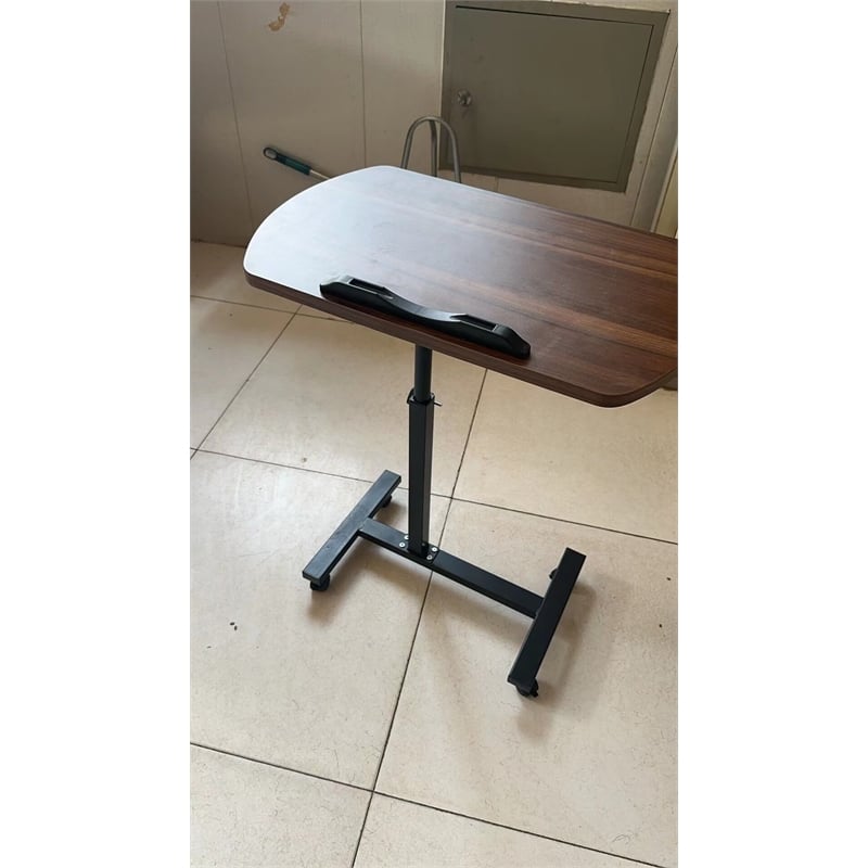 Homycasa Height Adjustable Sofa Side C Shape Table-Brown