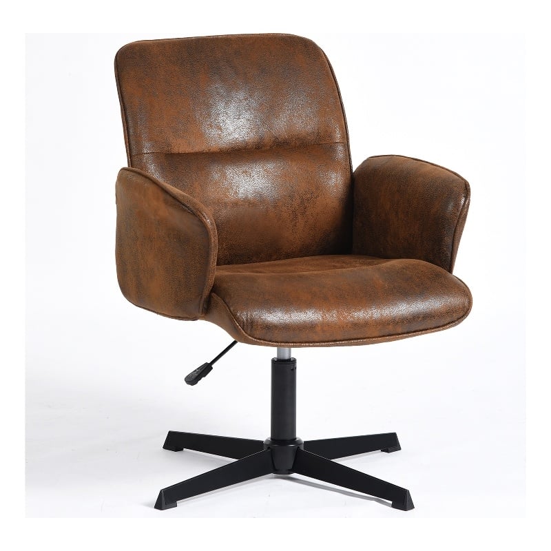 Homycasa Home Office Adjustable Swivel Task Chair in Brown Suede