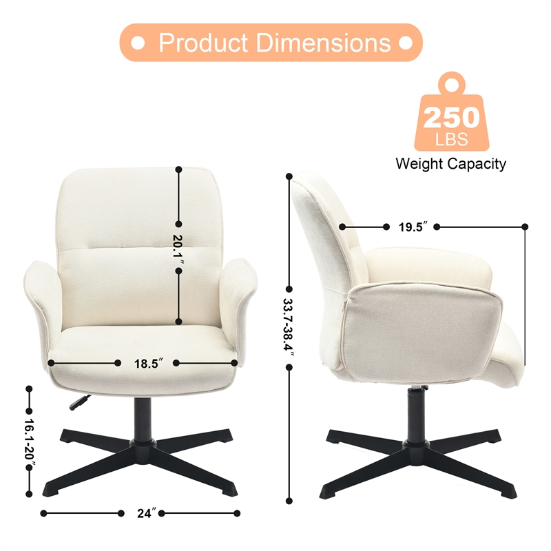 Homycasa Home Office Chair with Arms Adjustable Swivel Task Chair Beige Fabric