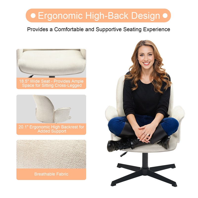 Homycasa Home Office Chair with Arms Adjustable Swivel Task Chair Beige Fabric