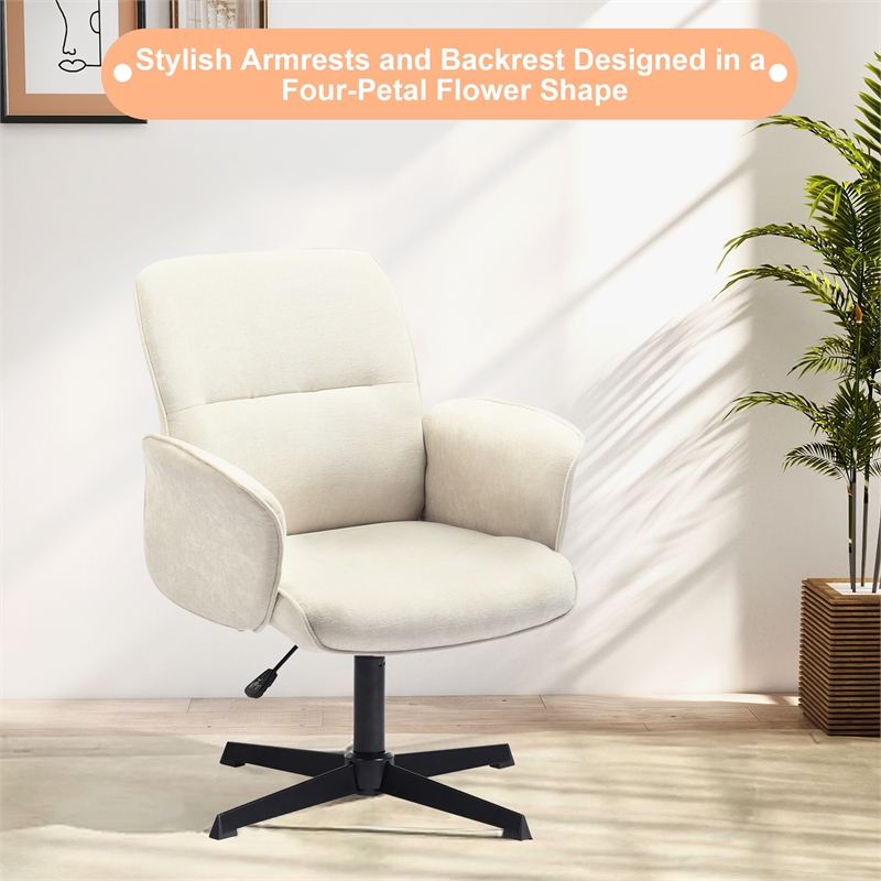 Homycasa Home Office Chair with Arms Adjustable Swivel Task Chair Beige Fabric