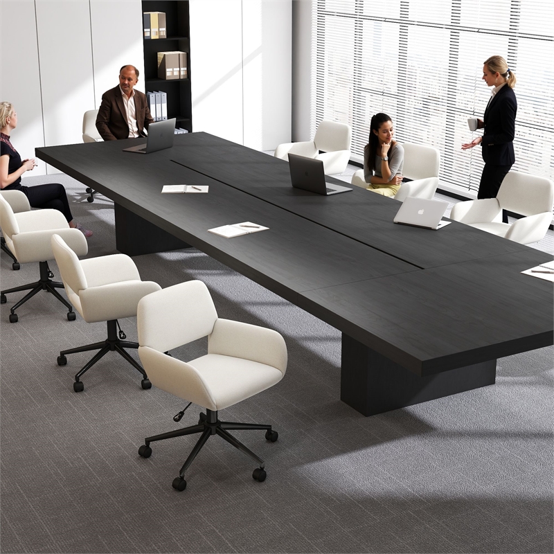 Homycasa Beige Home Office Chair with Wheels Adjustable Metal Swivel Task Chair