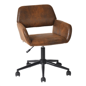 Homycasa Home Office Adjustable Metal Swivel Task Chair w/Wheels in Brown