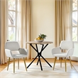 Homycasa Dining Chairs Set of 2 Upholstered Seat with Arms Metal Legs Beige