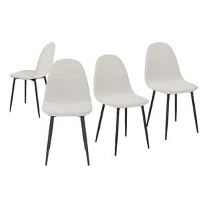 Homycasa Dining Chairs Set of 4 Upholstered Seat with Black Metal Legs Beige