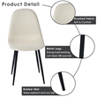 Homycasa Dining Chairs Set of 4 Upholstered Seat with Black Metal Legs Khaki