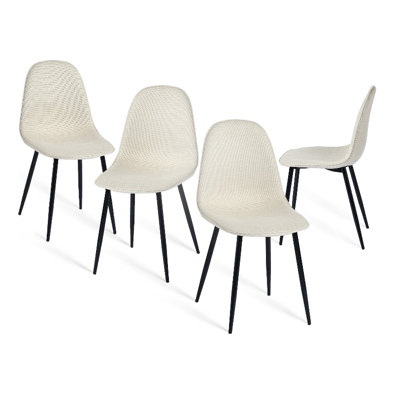 Homycasa Dining Chairs Set of 4 Upholstered Seat with Black Metal Legs Khaki