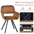 Homycasa Swivel Dining Chairs Set of 2 Upholstered Seat Square Metal Leg Brown