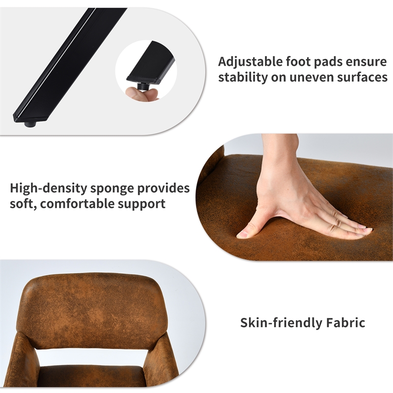 Homycasa Swivel Dining Chairs Set of 2 Upholstered Seat Square Metal Leg Brown