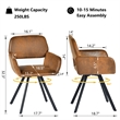 Homycasa Swivel Dining Chairs Set of 2 Upholstered Seat Square Metal Leg Brown