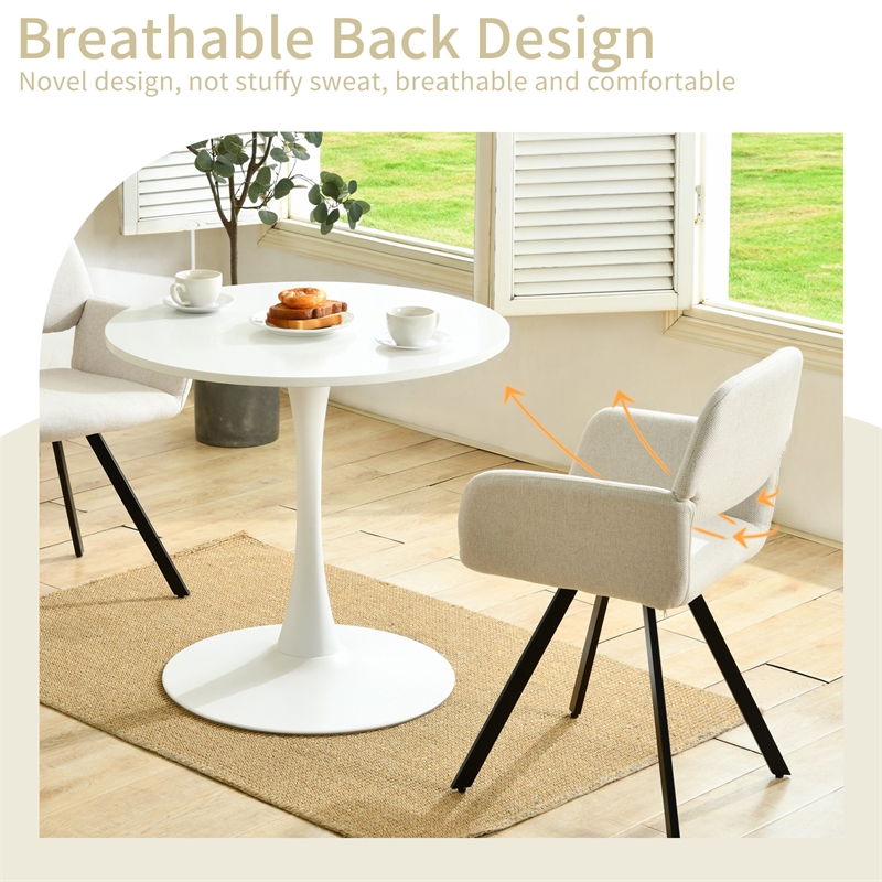 Homycasa Upholstered Swivel Dining Chair in Beige/Metal Legs (Set of 2)