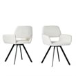 Homycasa Upholstered Swivel Dining Chair in Beige/Metal Legs (Set of 2)