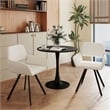 Homycasa Upholstered Swivel Dining Chair in Beige/Metal Legs (Set of 2)