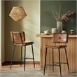 Homycasa Bar Stools Set of 2 Brown Counter Height Chairs with Metal Legs
