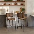 Homycasa Bar Stools Set of 2 Brown Counter Height Chairs with Metal Legs