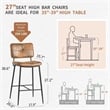 Homycasa Bar Stools Set of 2 Brown Counter Height Chairs with Metal Legs